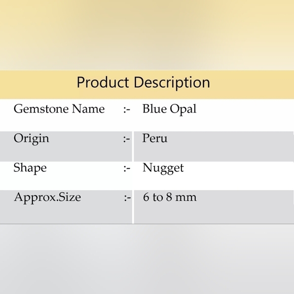 Natural Peru Blue Opal Gems 6 to 8mm Smooth Nugget Beads 17" Silver Necklace - Picture 11 of 11